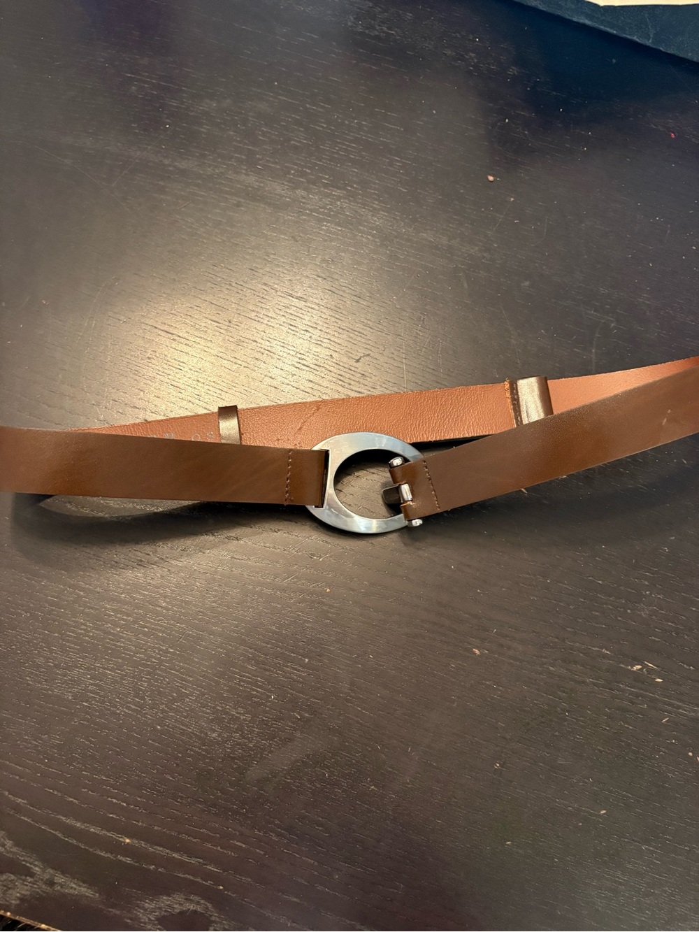 Vintage Danier Brown Silver Buckle Adjustable Leather Belt
